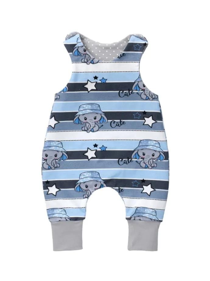 Strampler Handmade Elefant in blau