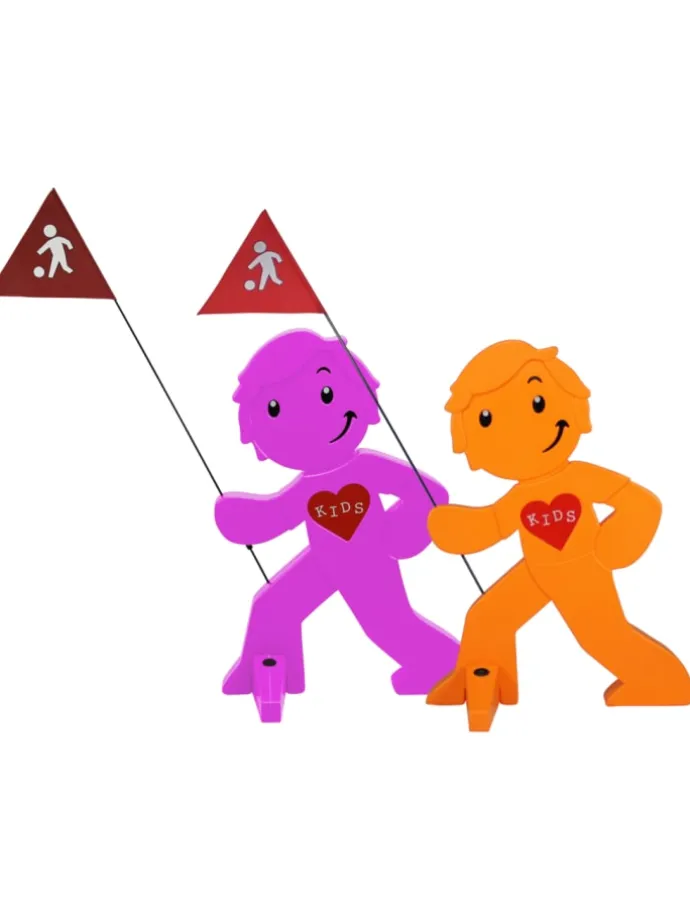 StreetBuddy Warnfigur für Kindersicherheit in Magenta und Orange. 2-er Pack
