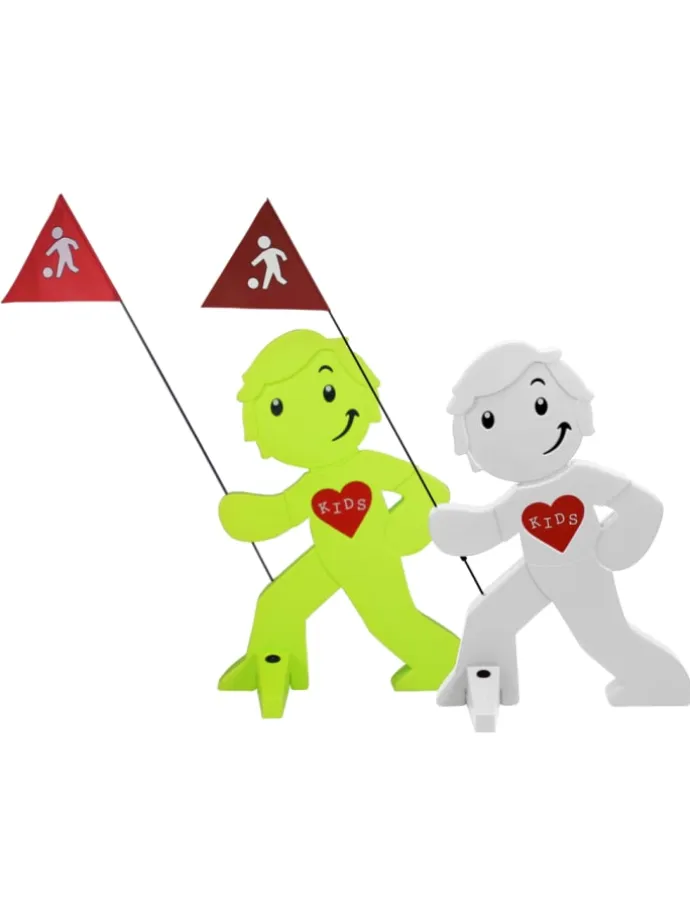 StreetBuddy Warnfigur für Kindersicherheit in Grün und Weiß. 2-er Pack