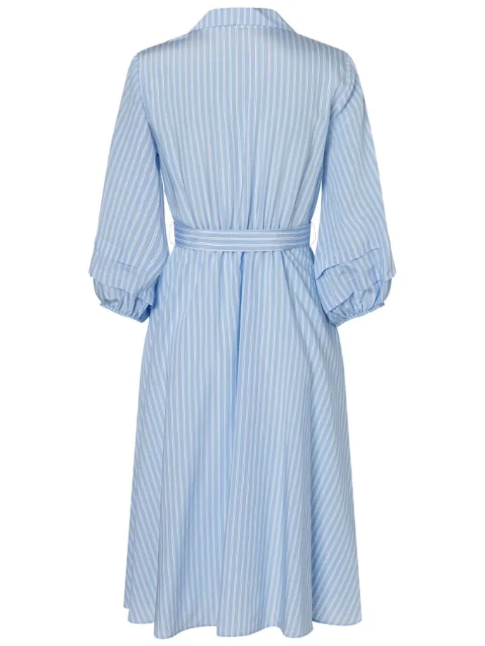 Streifenkleid in fresh skyblue white woven blouse stripe