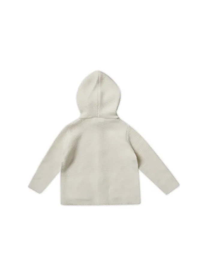 Strick-Cardigan mit Kapuze in white