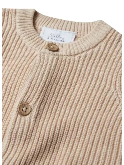 Strickjacke fein gerippt in beige melange