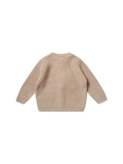 Strickjacke fein gerippt in beige melange