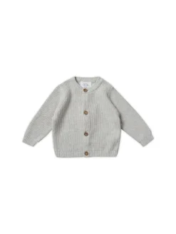 Strickjacke fein gerippt in light grey