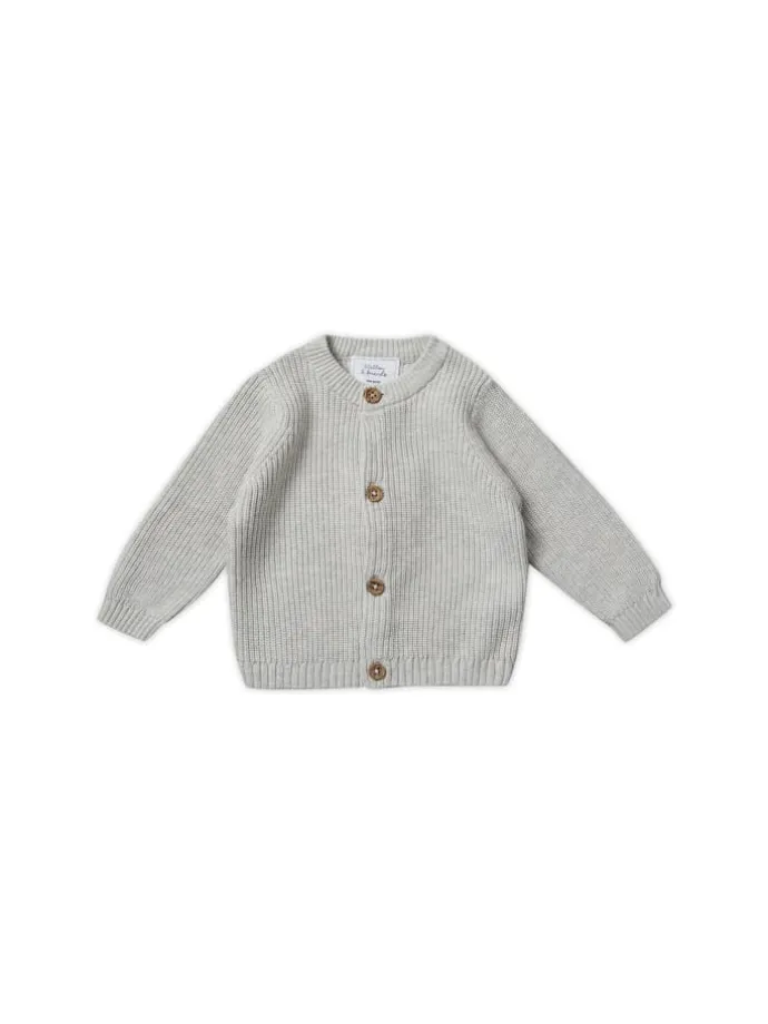 Strickjacke fein gerippt in light grey