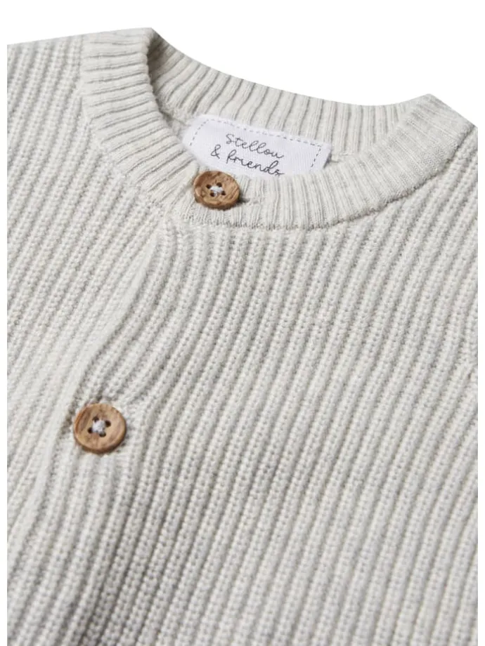 Strickjacke fein gerippt in light grey