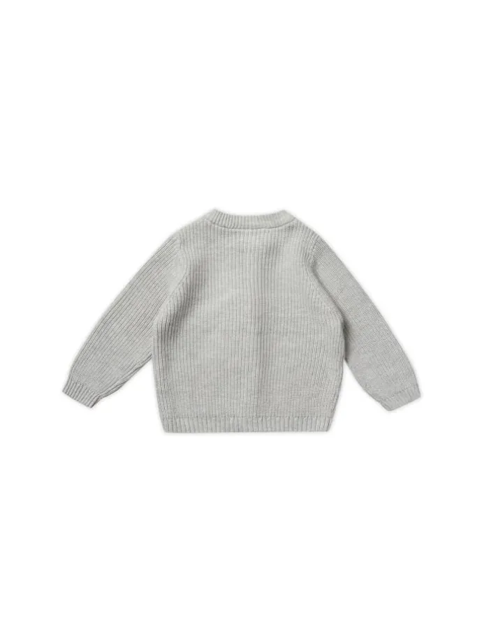 Strickjacke fein gerippt in light grey