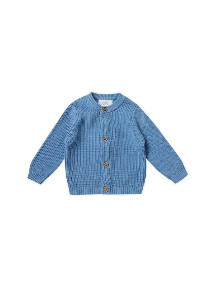 Strickjacke fein gerippt in blue