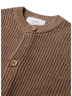Strickjacke fein gerippt in nougat melange