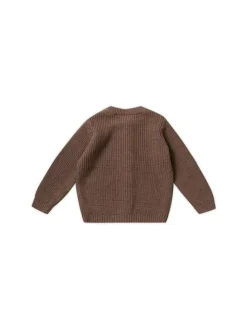 Strickjacke fein gerippt in nougat melange