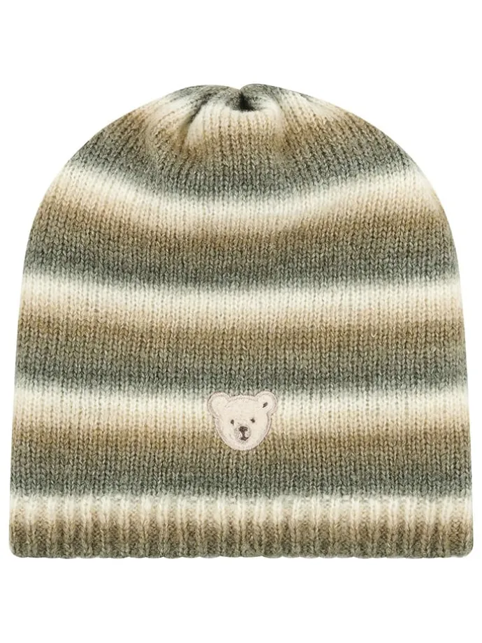 Strickmütze in Braun/ Creme