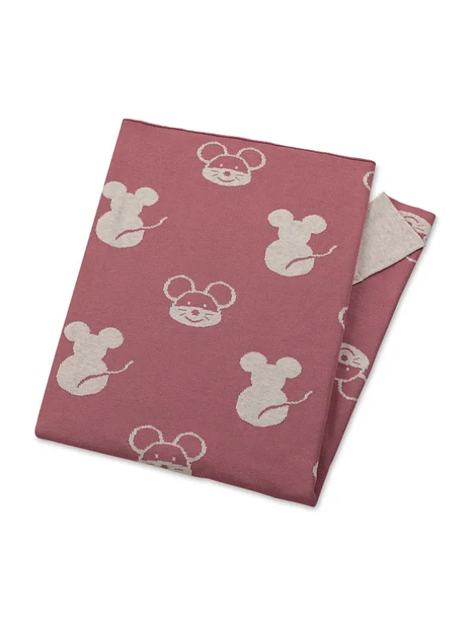 Strick-Schmusedecke "Mabel" in Rosa - (L)100 x (B)80 cm