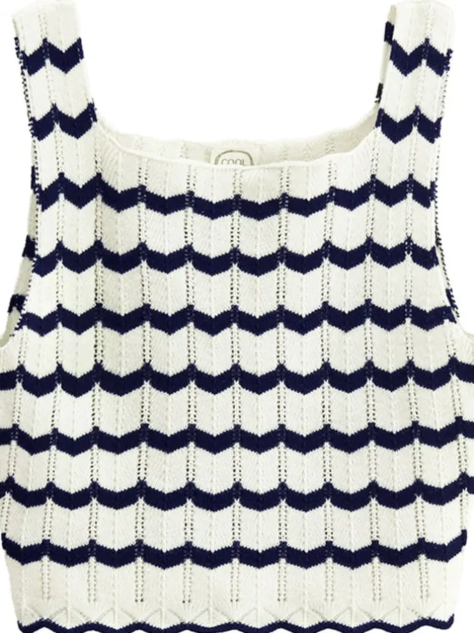 Stricktop in Creme/ Dunkelblau