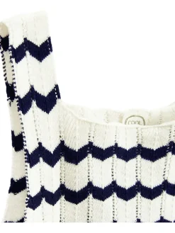Stricktop in Creme/ Dunkelblau