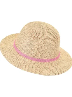 Strohhut "Pailletten" in Beige/ Rosa