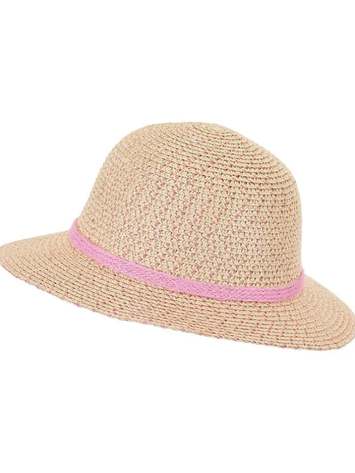 Strohhut "Pailletten" in Beige/ Rosa