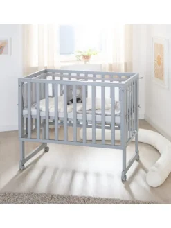 Stuben- & Beistellbett 3in1 grau roba Style inkl. Matratze, Nestchen & Barriere