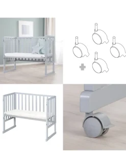 Stuben- & Beistellbett safe asleep® 3in1 taupe/grau höhenverstellbar