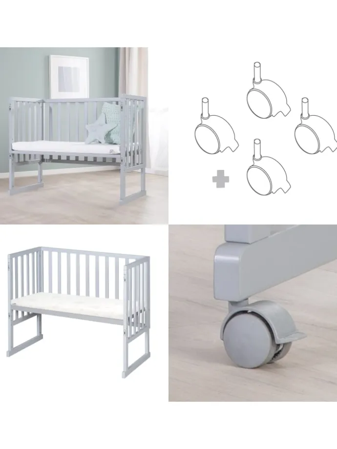 Stuben- & Beistellbett safe asleep® 3in1 taupe/grau höhenverstellbar