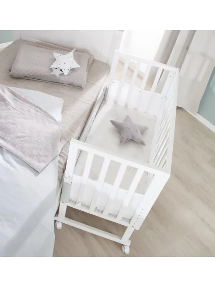 Stuben- & Beistellbett safe asleep® 3in1 weiß höhenverstellbar mit Mesh