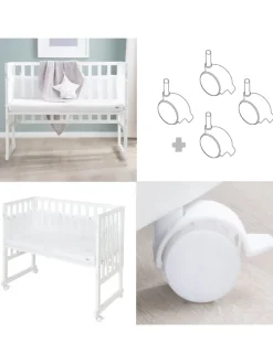 Stuben- & Beistellbett safe asleep® 3in1 weiß höhenverstellbar mit Mesh