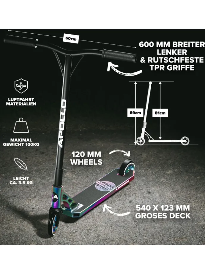 Stunt Scooter " Genesis Pro X Competition - Rainbow " in rainbow
