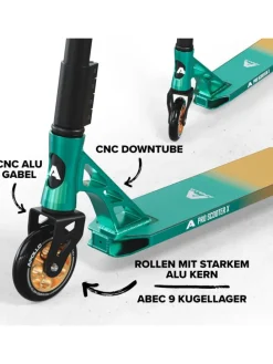 Stunt Scooter " Genesis Pro X - Türkis/Gold " in türkis/gold