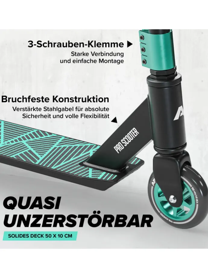 Stunt Scooter Freestyle " Genius Pro 4.0 " in schwarz/grün