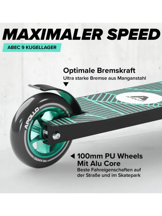 Stunt Scooter Freestyle " Genius Pro 4.0 " in schwarz/grün
