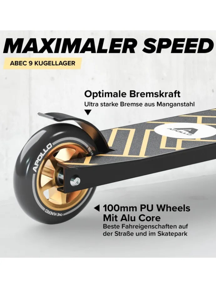 Stunt Scooter Freestyle " Genius Pro 4.0 " in schwarz/gold