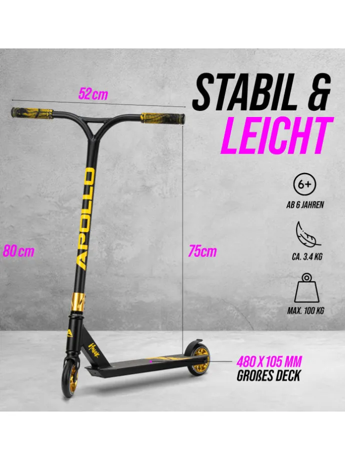 Stunt Scooter Kinder " Hawk " in Black/Gold
