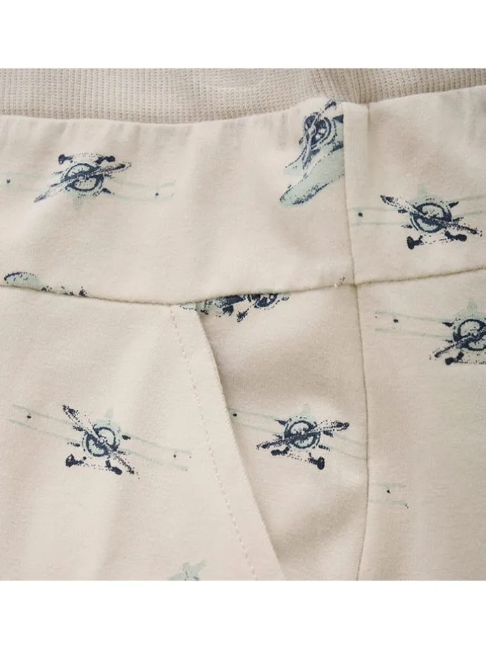 Sweathose in Creme/ Hellblau