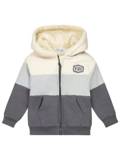 Sweatjacke in Creme/ Grau