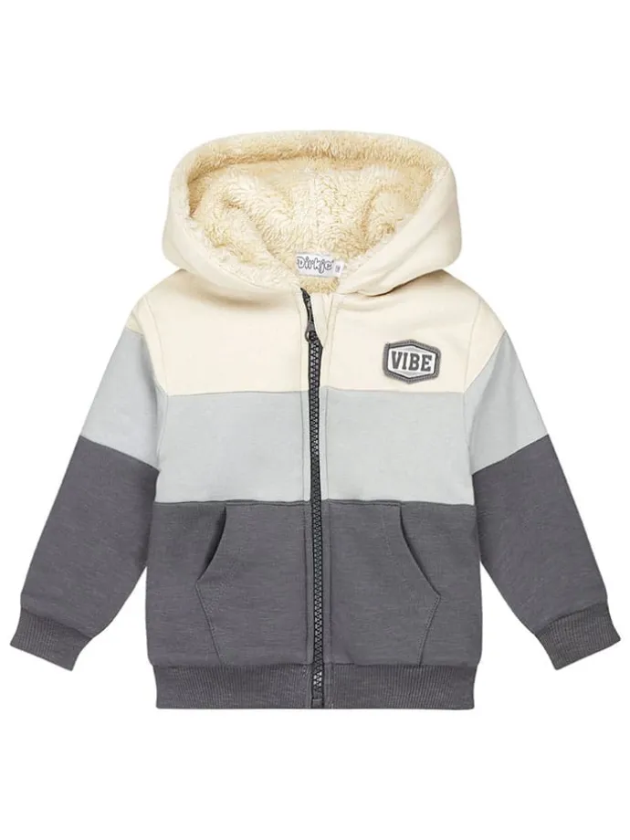 Sweatjacke in Creme/ Grau