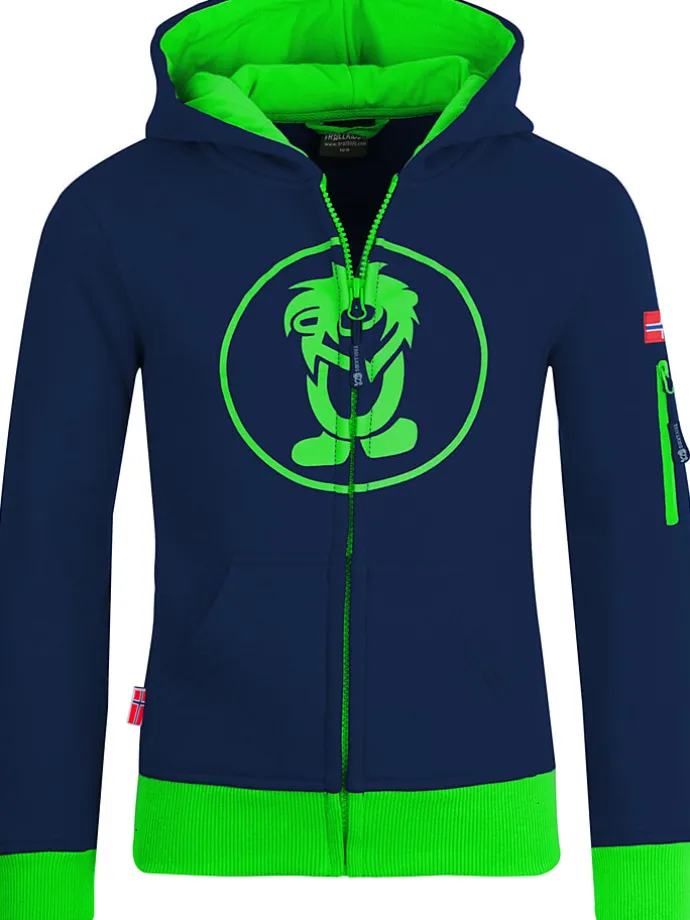 Sweatjacke "Sortland" in Dunkelblau/ Grün