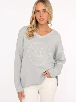 Sweatshirt "Positive Mind" in Grau