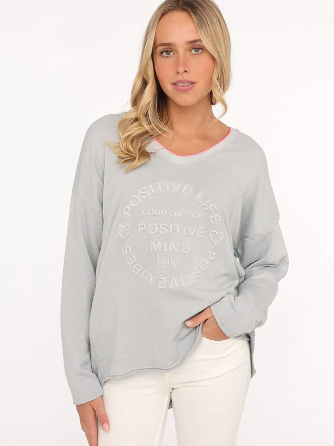 Sweatshirt "Positive Mind" in Grau