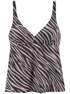 Tankini-Oberteil in Schwarz/ Grau