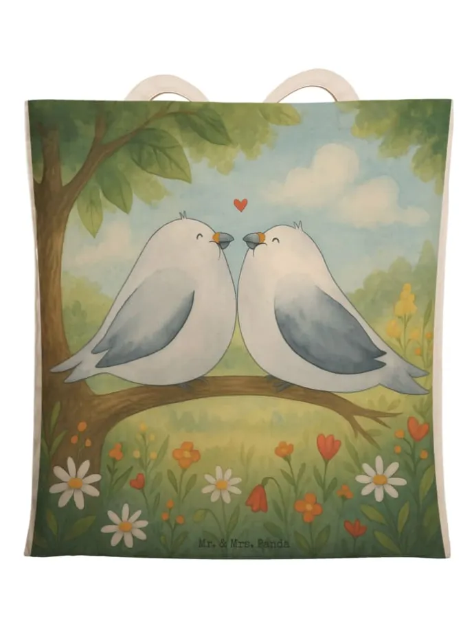 Tasche Turteltauben Liebe Design ohne Spruch in Weiß