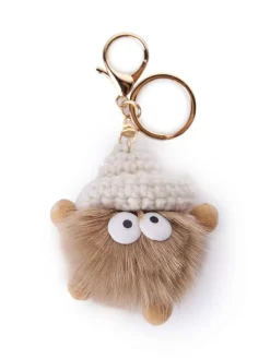 Taschen-/ Schlüsselanhänger ''Ponpon'' in Beige - (L)13 cm