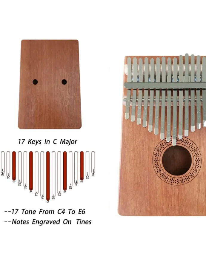17-Tasten Kalimba Daumenpiano in Dunkelbraun