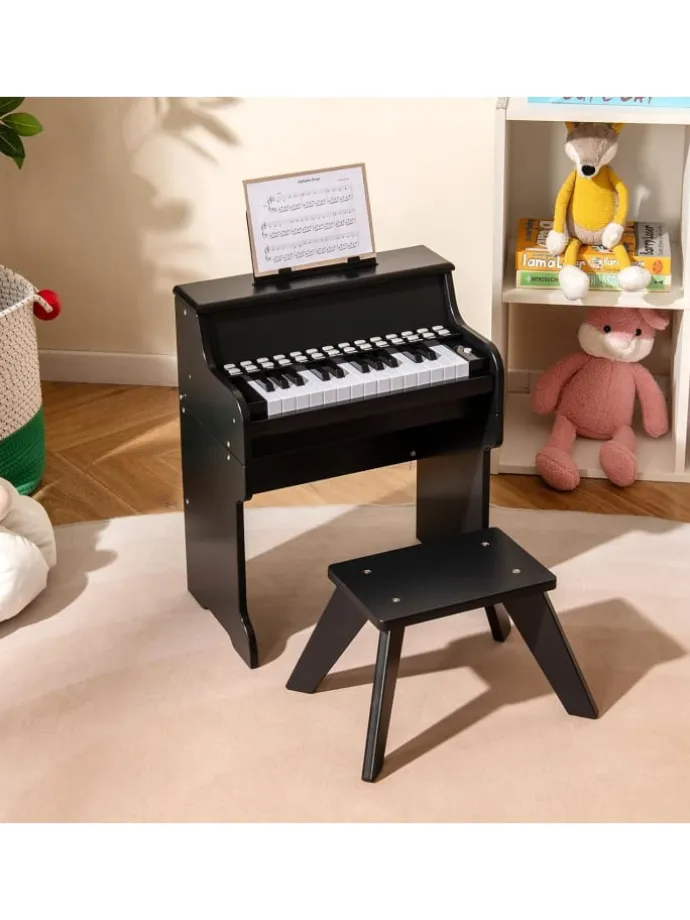 25-Tasten Keyboard mit Hocker ab 3 Jahren in Schwarz