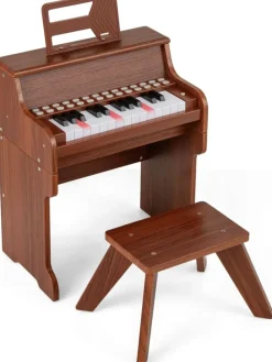 25-Tasten Keyboard mit Hocker ab 3 Jahren in Braun