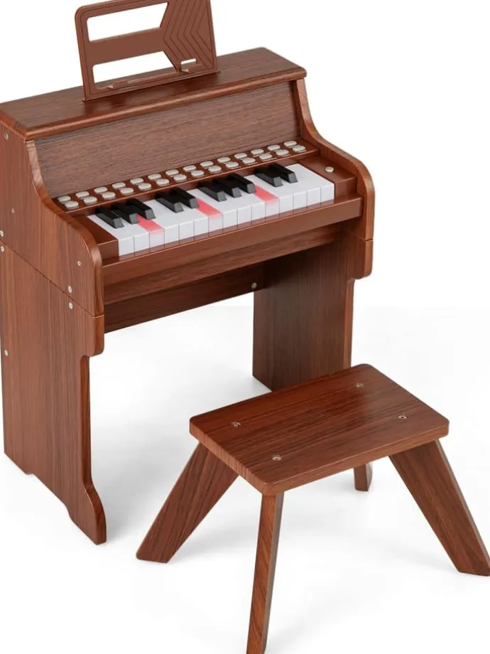 25-Tasten Keyboard mit Hocker ab 3 Jahren in Braun