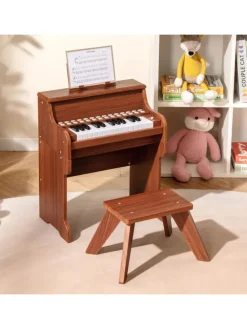 25-Tasten Keyboard mit Hocker ab 3 Jahren in Braun