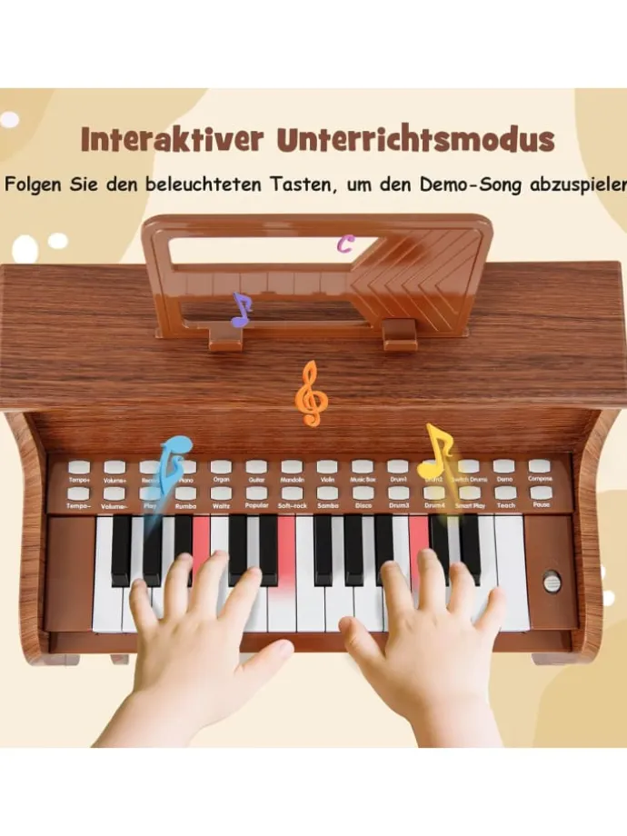 25-Tasten Keyboard mit Hocker ab 3 Jahren in Braun