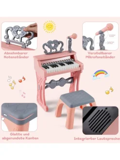 25-Tasten Kinder Keyboard ab 3 Jahren mit Hocker in Rosa