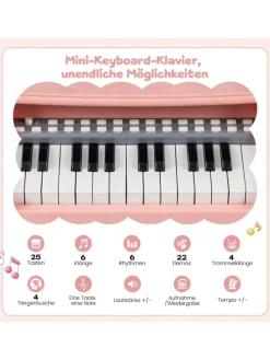 25-Tasten Kinder Keyboard ab 3 Jahren mit Hocker in Rosa