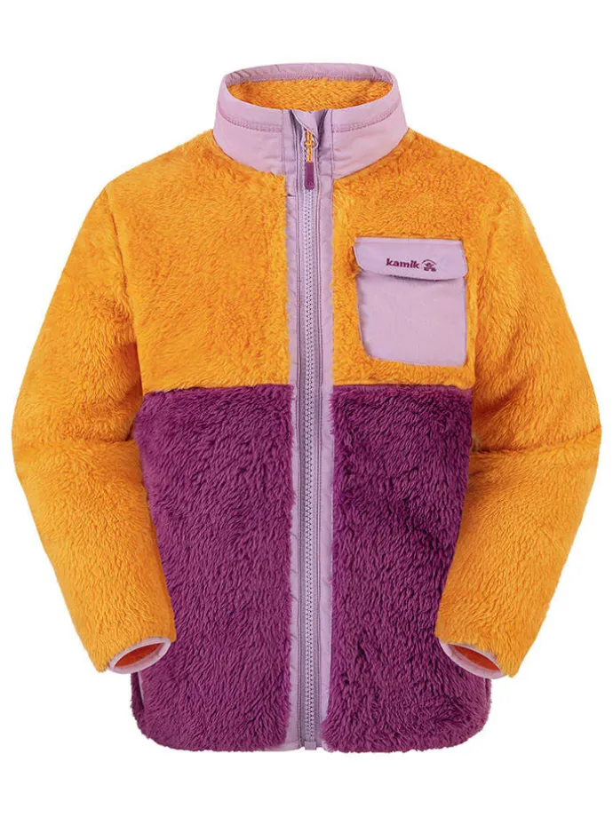 Teddy-Fleecejacke "Shep" in Lila/ Orange