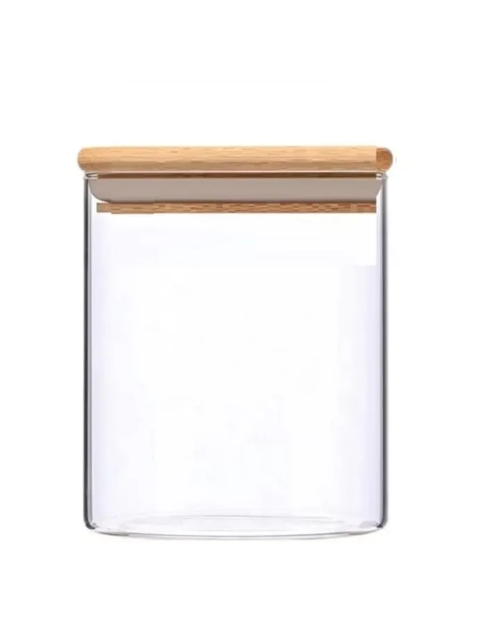6-teiliges Glas Vorratsdosen-Set mit Bambusdeckel in Transparent